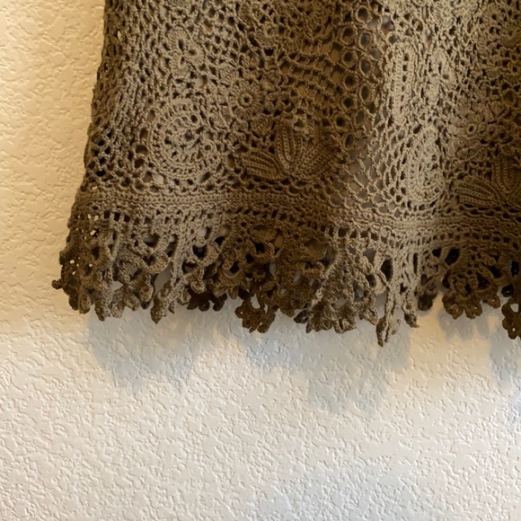 🎉SALE🎉 CARMEN MARC VALVO Green Crochet Lace Midi Dress M - Picture 7 of 17